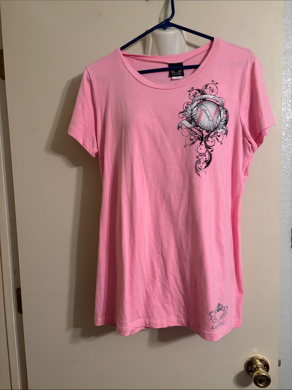 Katydid Pink Graphic Short-Sleeve Tee with Floral Baseball